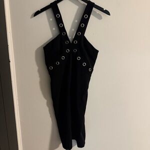 Elegant Black Dress with Eyelet Detailing